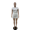 2023 Women Two-piece Clothes Set Solid Sleeveless Round Collar Crop Tops Elastic Waist Shorts Black/ White Tracksuits Fashion