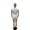 2023 Women Two-piece Clothes Set Solid Sleeveless Round Collar Crop Tops Elastic Waist Shorts Black/ White Tracksuits Fashion