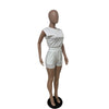 2023 Women Two-piece Clothes Set Solid Sleeveless Round Collar Crop Tops Elastic Waist Shorts Black/ White Tracksuits Fashion