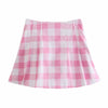 2022 Women Two-piece Set Loose Pink Cotton Plaid Vintage Office Lady Single Breasted Blazer Female High Waist Skirt Suit