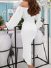 2023 Women V-Neck Lace-Up Long Party Dress Spring Autumn Solid Full Sleeve Split Ladies Dresses Elegant Streetwear