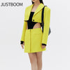 2023 Women's Blazer Jacket ZA Brand Designer Green Short Petite Blazer Dress Cropped Oversized Suit Autumn Belted Lined