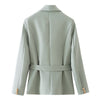 2022 Women's Blazer Single-breasted  Jacket 2022 Office Ladies Suit Collar Green Casual Pocket Women's Sashes Blazers OL