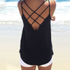 2022 Women's Camisole & Tanks Solid Sleeveless Spaghetti Strap Tops Backless Hollow Out Open Back Cool Loose Top Sexy Vest Cami