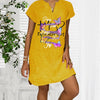2022 Women's Cotton Linen Dress Woman  Loose Butterfly Print Vestidos Short Sleeve V-neck Summer Dress Robes Sundress