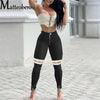 2022 Women's Criss Cross Lace Up Ripped Jeans Sexy High Waist Elastic Long Pencil Denim Pants High Street Hole Trousers