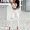 2022 Women's Criss Cross Lace Up Ripped Jeans Sexy High Waist Elastic Long Pencil Denim Pants High Street Hole Trousers