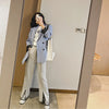2023 Women's Spring Autumn Blue Solid Oversize Long Jacket Blazer Dress Suit Za Woman Coat Clothes Office Top Korean Y2K