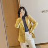 2023 Women's Spring Autumn Plaid Jacket Blazer Za Woman Office Dress Suit Coat Female Clothes Tweed Costume Poncho Korean Yellow