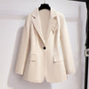 2022 Women's Suit Autumn Apricot Blazer + Pleated Mesh Skirt Suit Two-Piece Temperament Women's Suit Skirt