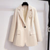 2022 Women's Suit Autumn Apricot Blazer + Pleated Mesh Skirt Suit Two-Piece Temperament Women's Suit Skirt