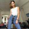 2022 Women's Summer Slim-fit Hip Contrast Color Zipper Jeans Women