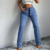 2022 Women's Summer Slim-fit Hip Contrast Color Zipper Jeans Women