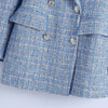 2022 Women's Vintage Plaid Double Breasted Tweed Blazers Coat Women Elegant Office Ladies Long Sleeve Female Outerwear Blaser