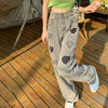 2022 Women\u2022s Korean Wide Leg Jeans Personality Heart Patchwork High Waist Denim Long Pants