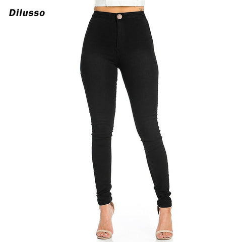 2022 Womens Solid Color Leggings Leggings High Waist Stretch Jeans Slim Pencil Pants White Black Blue Trousers