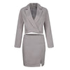 2022 Womens Solid Color Suit WIth Skirt Jacket Ladies Elegant Long Sleeve Blazer Mini Skirt 2PCS Set Clothes Tailleurs Jupes