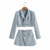 2022 Za Women's Autumn Short Suit Vintage Office Long sleeve Blazer Coat+High Waist Skirt Female clothing Two Piece Set
