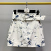 2022 autumn European style tie-dye print short coat female + high waist mini skirt suit