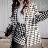 2022 autumn Korean version of the trend Houndstooth long-sleeved jacket + bag hip skirt two-piece