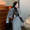 2022 autumn and winter houndstooth temperament western style royal sister two-piece suit female autumn clothes