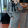 2022 autumn and winter houndstooth temperament western style royal sister two-piece suit female autumn clothes
