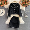 2022 autumn and winter light  ladies small fragrance suit women tweed short coat and skirt two-piece suit