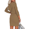 2022 autumn and winter women's solid color zipper long-sleeved hooded waist dress