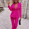 2023 autumn and winter sexy suit women's professional dress jackets pure color casual pants two -piece set