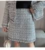 2022 autumn and winter small fresh temperament cardigan tweed jacket female + western style all-match thin bag hip skirt