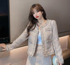2022 autumn and winter small fresh temperament cardigan tweed jacket female + western style all-match thin bag hip skirt