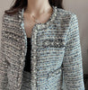 2022 autumn and winter small fresh temperament cardigan tweed jacket female + western style all-match thin bag hip skirt