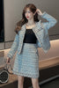 2022 autumn and winter small fresh temperament cardigan tweed jacket female + western style all-match thin bag hip skirt