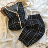 2022 autumn products Han Fan ins gentle wind classic plaid knitted jacket + high waist skirt temperament set