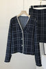 2022 autumn products Han Fan ins gentle wind classic plaid knitted jacket + high waist skirt temperament set
