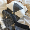 2022 autumn products Han Fan ol temperament style lace and gray plaid lapel jacket + skirt knit cover