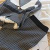 2022 autumn products Han Fan ol temperament style lace and gray plaid lapel jacket + skirt knit cover