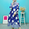 2022 autumn women's high neck midi dress Miyak fold Fashionable Loose Plus Size Mother's Wear Chinese Style Printed Dress