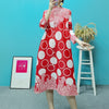 2022 autumn women's high neck midi dress Miyak fold Fashionable Loose Plus Size Mother's Wear Chinese Style Printed Dress