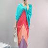 2022 autumn women's tassel dress Miyak fold large size loose color matching and thin mid-length dress