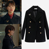2023 autumn winter double breasted woolen blazer women notched collar loose wool blends coat