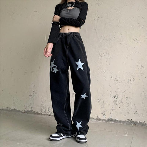 2022 biggorange Autumn women's ripped jeans high waist loose straight pants wide leg pants women's jeans Y2K high street jeans