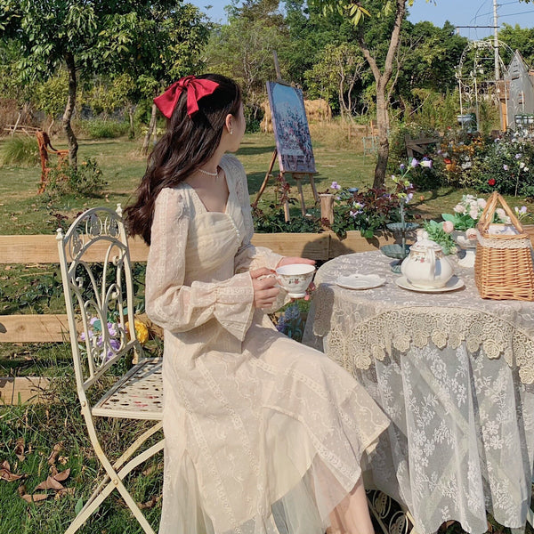 2022 early spring chiffon dress first love department gentle temperament white sweet salt skirt fairy super Sen Department