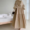 2022 early spring simple solid cascading pleated hoodies down solid long dress simple classic retro temreprament dress 2022 new