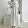 2022 early spring simple solid cascading pleated hoodies down solid long dress simple classic retro temreprament dress 2022 new