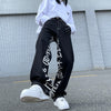 2022 high street high waist pants female ins design sense niche sweet and cool printed jeans casual pants trend