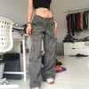 2022 ladies European and American street sports retro multi-pocket mopping y2k loose wide-leg jeans overalls female trend