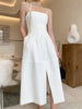 2022 mid length split suspender skirt women's waist down and thin bottom skirt super match design tea break skirt