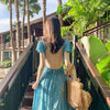 2022 beach skirt super fairy Bali Blue backless sexy Sanya seaside holiday dress women's dress