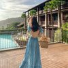2022 beach skirt super fairy Bali Blue backless sexy Sanya seaside holiday dress women's dress